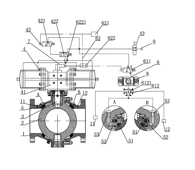 氣動球閥結(jié)構(gòu)圖及工作原理